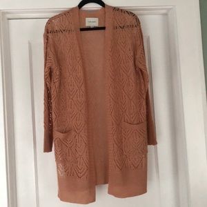 Pink Rose salmon color crocheted cardigan